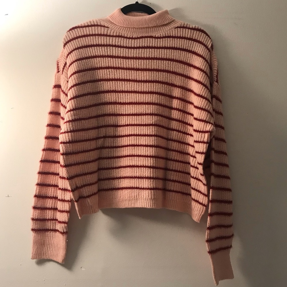Lauren Conrad | pink striped funnelneck sweater - Picture 1 of 7